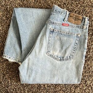 Wrangler Relaxed Fit, Straight Leg,  Distressed Denim Jeans, Size 34 x 34 Cotton
